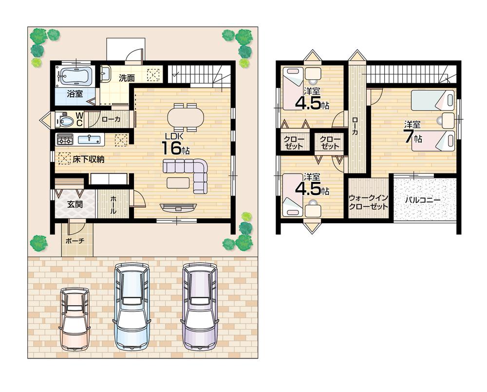 Floor plan. (A No. land), Price 26,800,000 yen, 3LDK, Land area 102.41 sq m , Building area 86.94 sq m