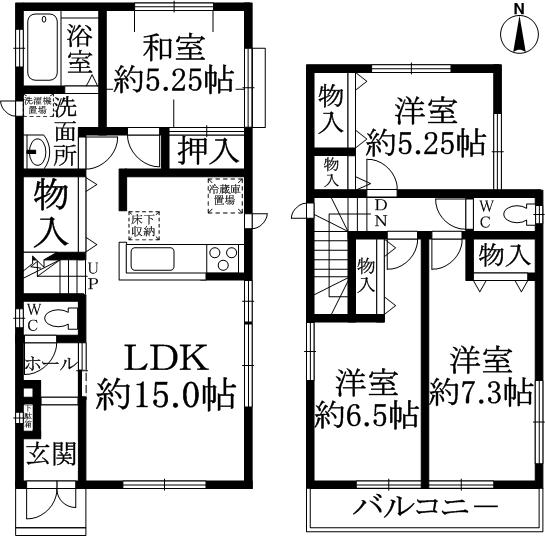 Floor plan. 29,900,000 yen, 4LDK, Land area 107.54 sq m , Building area 95.43 sq m