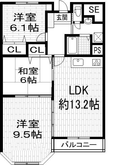 Floor plan. 3LDK, Price 16.8 million yen, Occupied area 75.31 sq m , Balcony area 3.35 sq m
