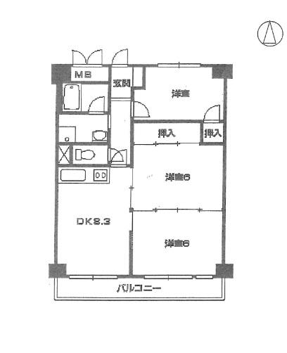 Floor plan. 3LDK, Price 13.8 million yen, Occupied area 60.06 sq m , Balcony area 8.28 sq m