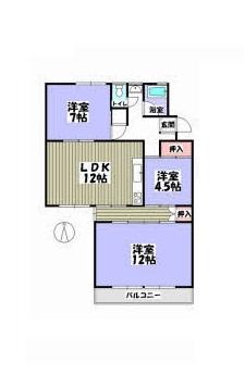 Floor plan. 3LDK, Price 7.8 million yen, Occupied area 71.33 sq m , Balcony area 6 sq m