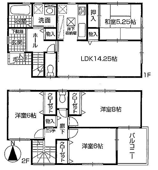 Floor plan. 32,800,000 yen, 4LDK, Land area 85 sq m , Building area 95.58 sq m