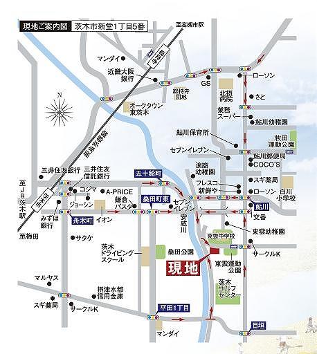Local guide map. In Navi Ibaraki Shindo 1-chome No. 5