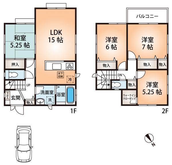 Floor plan. 35,800,000 yen, 4LDK, Land area 126.2 sq m , There building area 94.6 sq m walk-in closet. There is confidence in the storage capacity.
