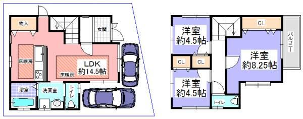 Floor plan. 21,800,000 yen, 3LDK, Land area 77.64 sq m , The building area of ​​80.19 sq m LDK there is a floor heating