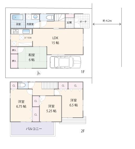 Floor plan. 26,800,000 yen, 4LDK, Land area 91.35 sq m , Building area 94.36 sq m