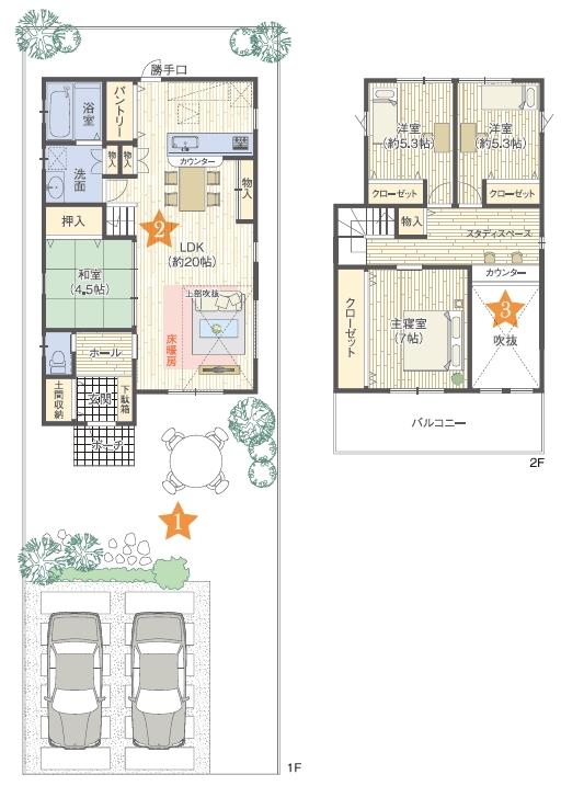 Compartment figure. Indoor photo of model house of which you can preview is. Everyone your family is comfortable and welcoming spacious LDK! Providing a blow-by, Stuck in the sense of openness and daylighting. We will be supported by the full force of the residence building your ideal!