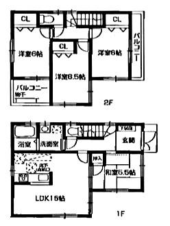 Floor plan. 30,800,000 yen, 4LDK, Land area 90.1 sq m , Building area 91.53 sq m