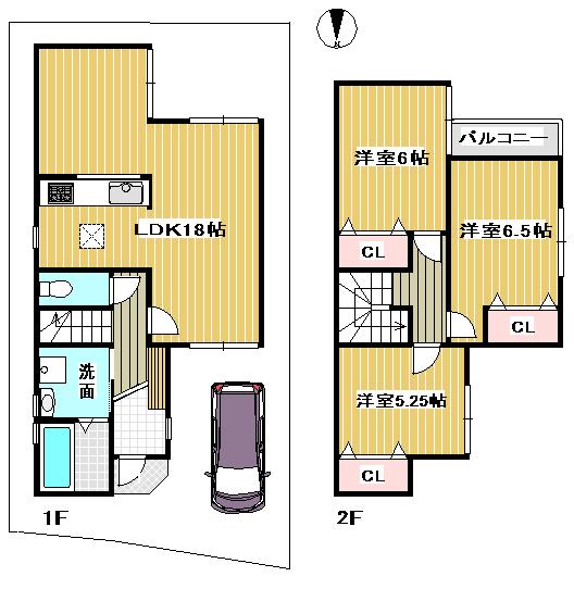 Floor plan. 29,800,000 yen, 3LDK, Land area 80.32 sq m , Building area 83.43 sq m 1 issue areas