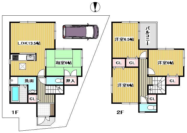 Floor plan. 30,800,000 yen, 4LDK, Land area 92.82 sq m , Building area 92.34 sq m