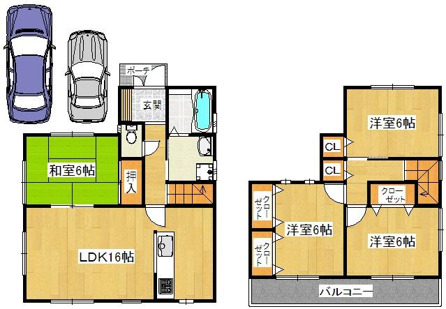 Floor plan. 31,980,000 yen, 4LDK, Land area 100 sq m , Building area 92.34 sq m