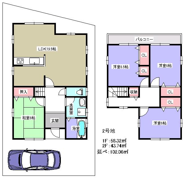 Other building plan example. Building plan example (No. 2 locations) Building area 102.06 sq m
