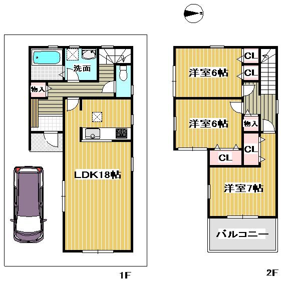 Floor plan. 26,800,000 yen, 3LDK, Land area 85.2 sq m , Building area 89.1 sq m