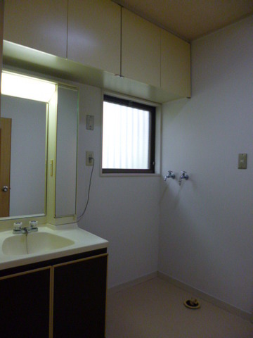 Washroom. Lavatory washing machine can also be comfortably installed