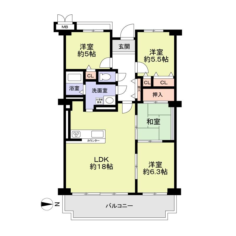 Floor plan. 4LDK, Price 13.5 million yen, Occupied area 87.97 sq m , Balcony area 10.9 sq m