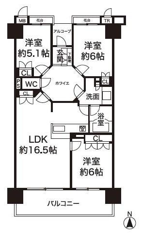 Floor plan. 3LDK, Price 20.8 million yen, Occupied area 75.58 sq m , Balcony area 13.11 sq m