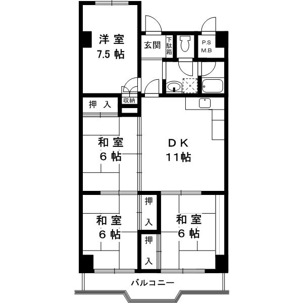 Floor plan. 4DK, Price 12.8 million yen, Occupied area 81.61 sq m , Balcony area 9.1 sq m