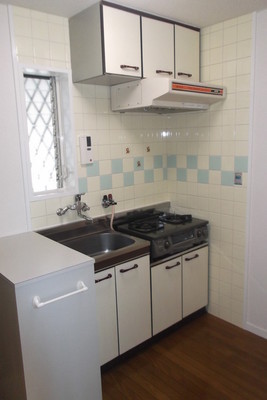 Kitchen. Two-burner gas stove can be installed