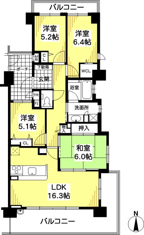 Floor plan. 4LDK, Price 45,800,000 yen, Occupied area 89.94 sq m , Balcony area 25.47 sq m