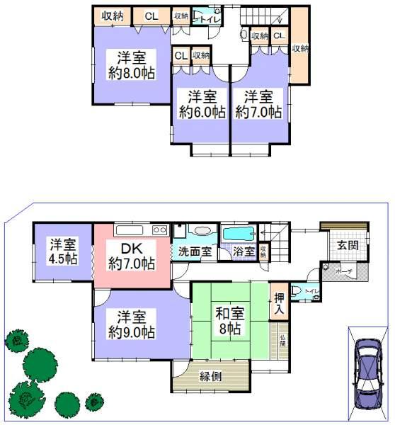 Floor plan. 44 million yen, 6DK, Land area 215.85 sq m , Floor plan of the building area 130.21 sq m spacious 6DK