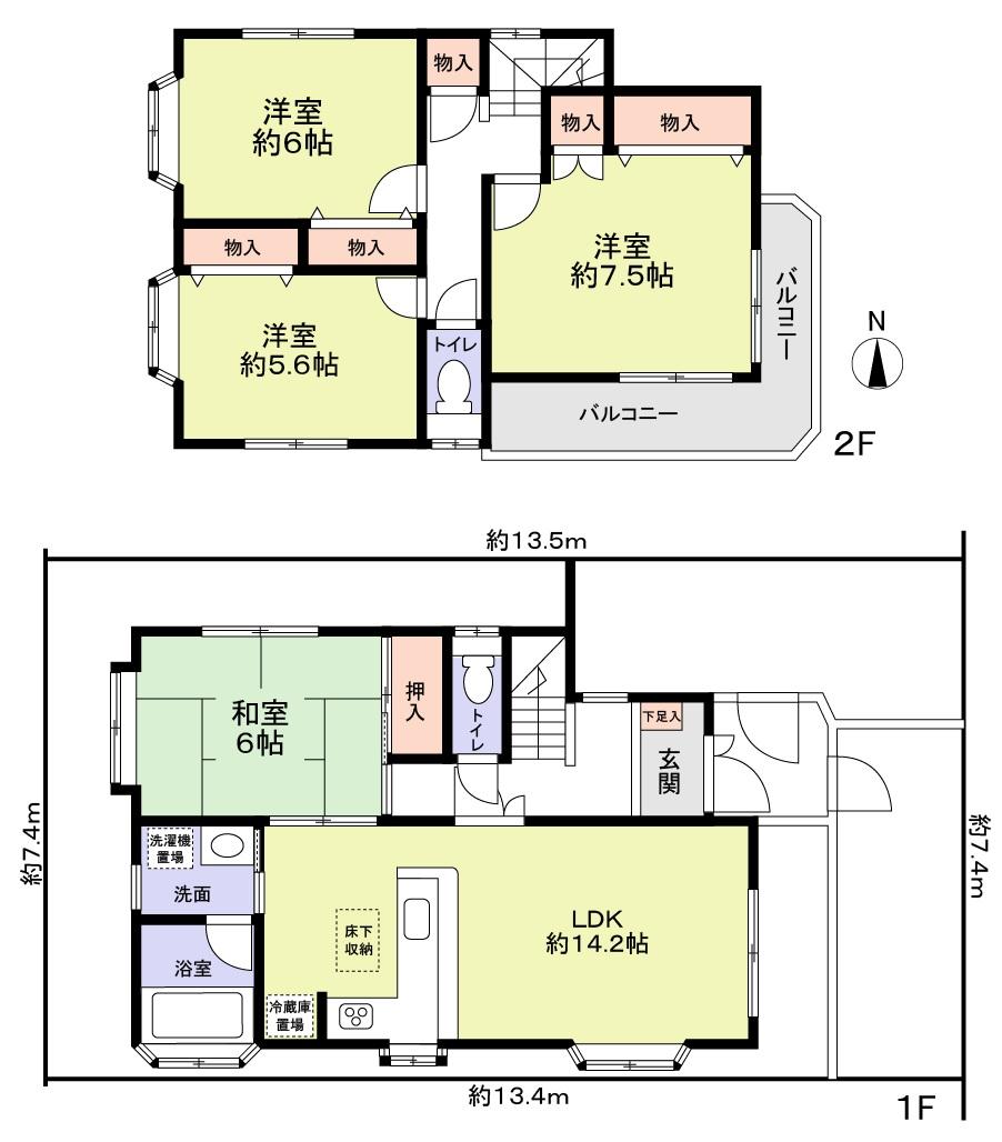 Floor plan. 26,800,000 yen, 4LDK, Land area 100.37 sq m , Building area 93.16 sq m