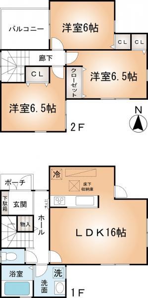 Floor plan. 30,700,000 yen, 3LDK, Land area 80.1 sq m , Building area 83.02 sq m