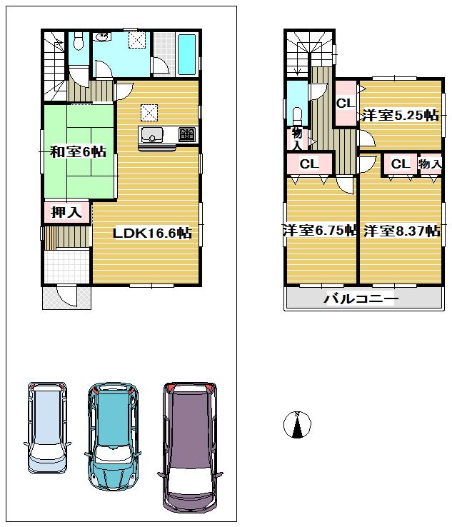 Floor plan. (1 Building), Price 28,900,000 yen, 4LDK, Land area 150.01 sq m , Building area 103.27 sq m
