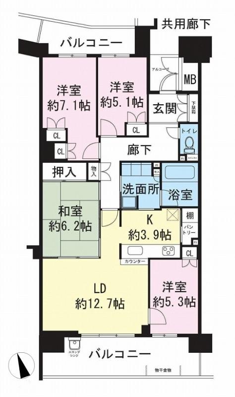 Floor plan. 4LDK, Price 39,800,000 yen, Occupied area 94.17 sq m , Balcony area 21.07 sq m 4LDK! Hankyu this sale ・ March 2010 architecture