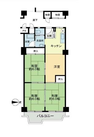 Floor plan. 3LDK, Price 9.8 million yen, Occupied area 56.45 sq m , Balcony area 5.5 sq m