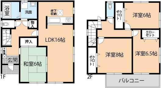 Floor plan. (I-2 No. land), Price 26.5 million yen, 4LDK, Land area 101.95 sq m , Building area 105.99 sq m