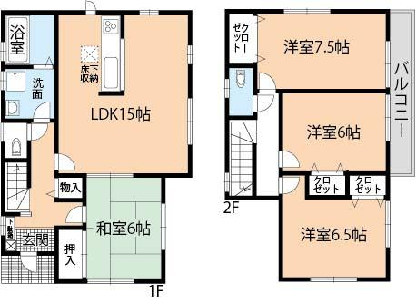 Floor plan. (I-1 No. land), Price 28.5 million yen, 4LDK, Land area 112.29 sq m , Building area 97.7 sq m