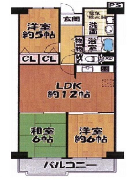 Floor plan. 3LDK, Price 10.3 million yen, Occupied area 66.75 sq m , Balcony area 7.45 sq m