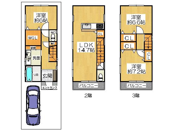 Floor plan. 25,800,000 yen, 3LDK, Land area 64.26 sq m , Building area 87.48 sq m plan example