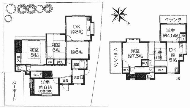 Floor plan. 35,800,000 yen, 3LDDKK, Land area 190.28 sq m , Building area 136.17 sq m