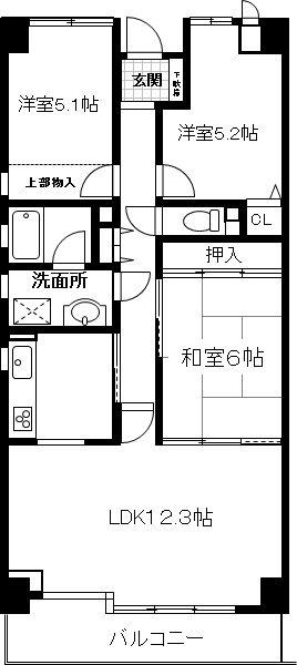Floor plan. 3LDK, Price 17.8 million yen, Occupied area 72.34 sq m , 3LDK type of balcony area 7.96 sq m footprint 72.34 sq m