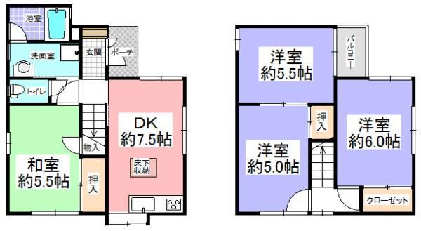 Floor plan. 17.8 million yen, 4DK, Land area 61.33 sq m , Building area 67.8 sq m storage space rich. There is attic storage. 