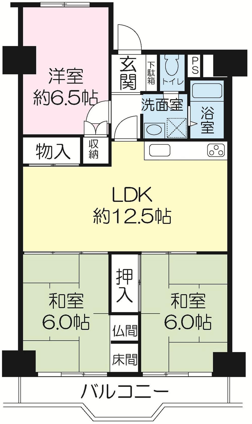 Floor plan. 3LDK, Price 17.8 million yen, Occupied area 70.77 sq m , Balcony area 70.77 sq m