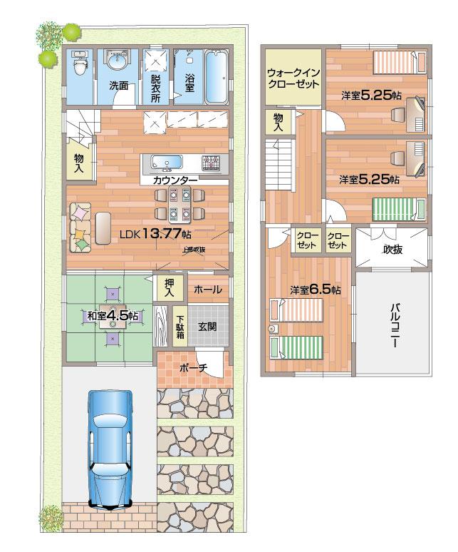 Other building plan example. Building plan example (No. 1 point) land price 1,638 yen, Land area 90.28 sq m , Building price 1,688 yen, Building area 84.64 sq m
