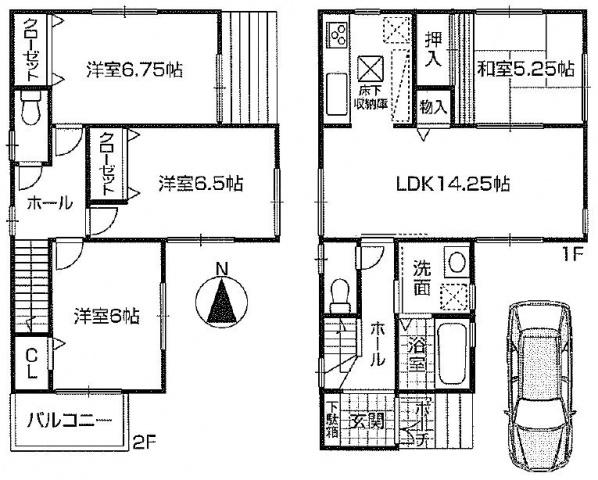 Floor plan. 32,500,000 yen, 4LDK, Land area 92.61 sq m , Building area 92.74 sq m