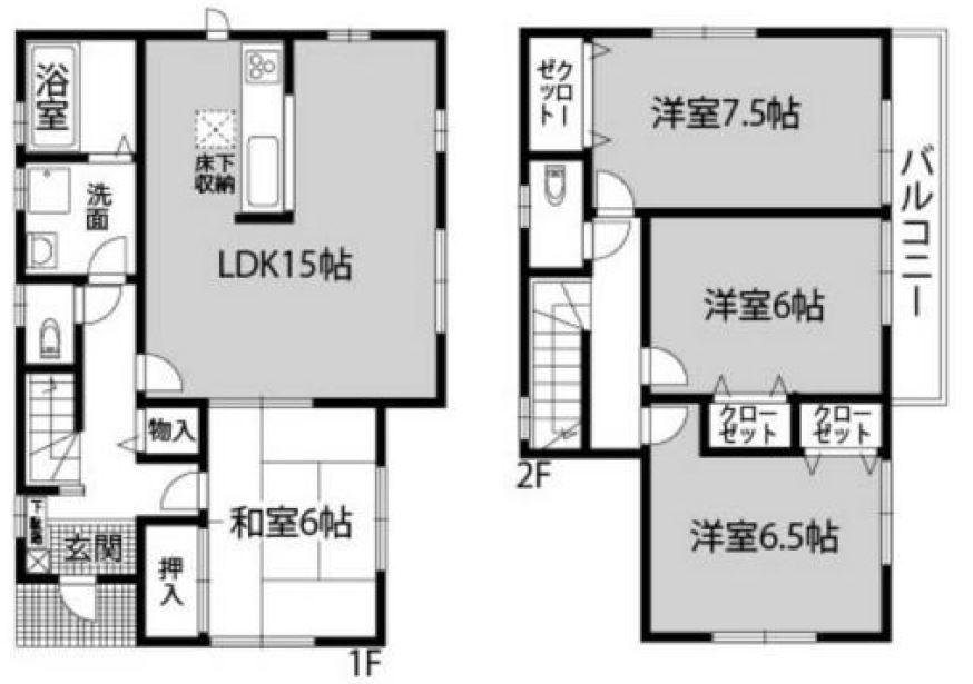Floor plan. 28.5 million yen, 4LDK, Land area 112.29 sq m , Building area 97.7 sq m