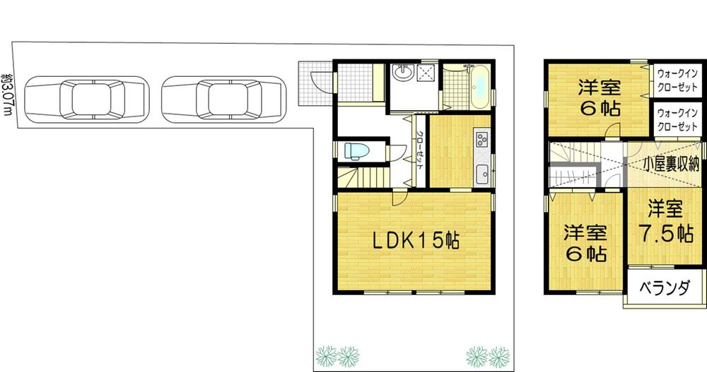 Floor plan. 28.8 million yen, 3LDK, Land area 105.38 sq m , Building area 85.05 sq m