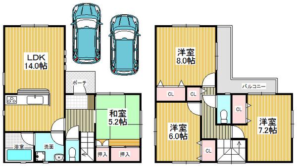 Floor plan. 24,800,000 yen, 4LDK, Land area 116.36 sq m , Building area 94.36 sq m every day is the beginning of the lively and smile full of life