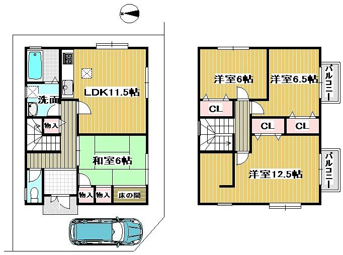 Floor plan. 28.8 million yen, 4LDK, Land area 84.66 sq m , Building area 108.77 sq m