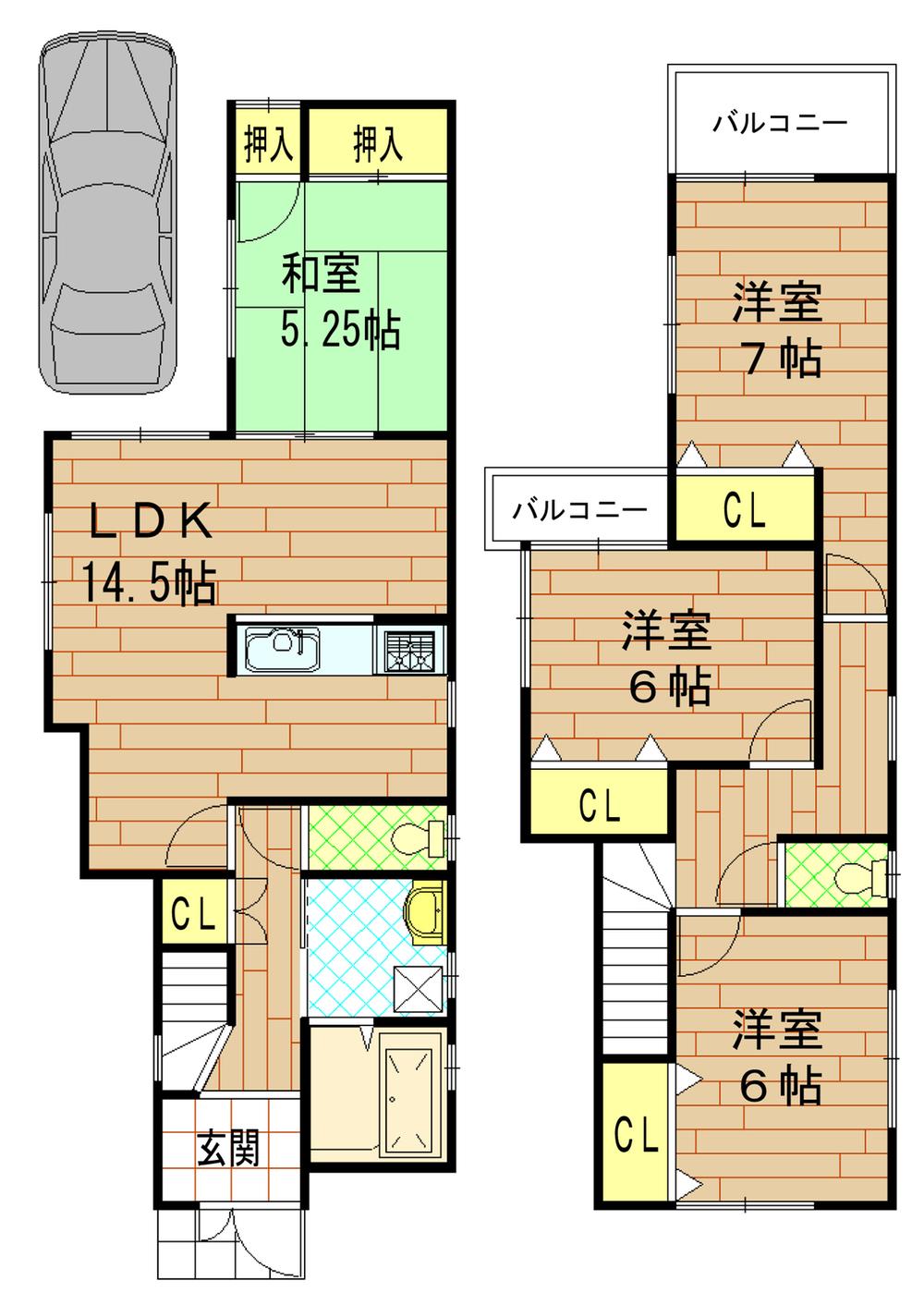 Floor plan. 28.8 million yen, 4LDK, Land area 103.37 sq m , Building area 95.17 sq m