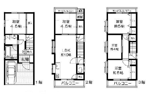 Floor plan. 15.8 million yen, 5LDK, Land area 45.41 sq m , Building area 88.2 sq m