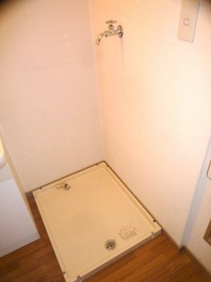 Washroom. Indoor washing machine can be installed