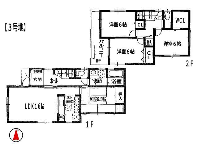 Floor plan. 30,800,000 yen, 4LDK, Land area 90.1 sq m , Building area 91.53 sq m Ibaraki Taisho-cho Newly built subdivision All four buildings No. 3 place