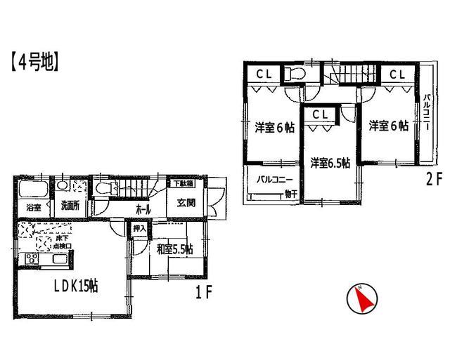 Floor plan. 30,800,000 yen, 4LDK, Land area 90.1 sq m , Building area 91.53 sq m Ibaraki City Taisho-cho No. 4 place