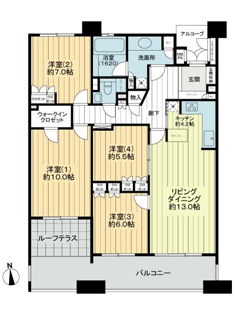 Floor plan. 4LDK, Price 44,800,000 yen, Footprint 106.27 sq m , Balcony area 18.81 sq m