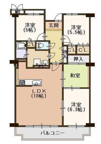 Floor plan. 4LDK, Price 12.9 million yen, Occupied area 87.97 sq m , Balcony area 10.9 sq m